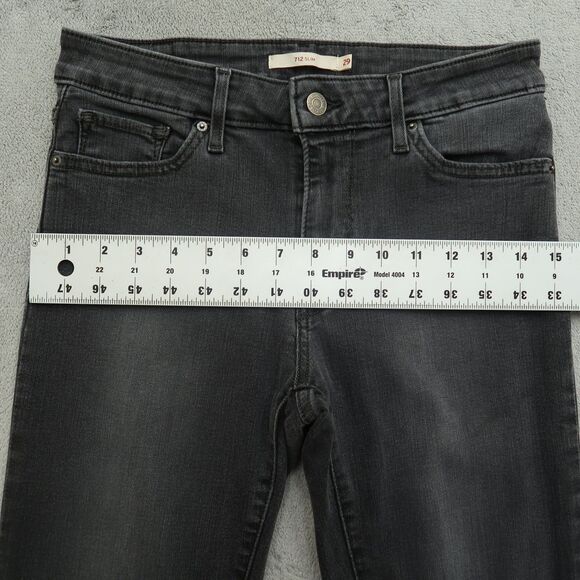 Levi's 712 Jeans Women's Size 29 Gray Mid-Rise Slim Straight Denim 29" Inseam - Picture 7 of 16